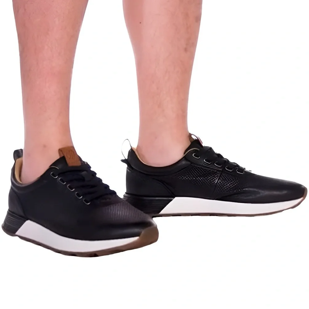 JOHNSTON & MURPHY • Kinnon Perfed Jogger Sneakers Shoes Black Includes Box - Picture 6 of 7